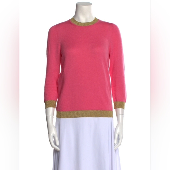 Gucci Pink Cashmere Sweater with Gold Trim Size XS - Picture 2 of 6
